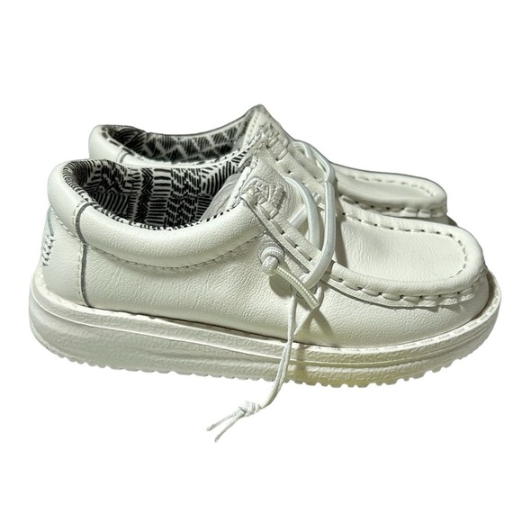 New Hey Dude Wally Leather Mono White Toddler Size 7 US EU 25 BNWOT - Picture 2 of 6